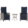 vidaXL 3 Piece Bistro Set with Cushions Gray Poly Rattan - 2 of 4