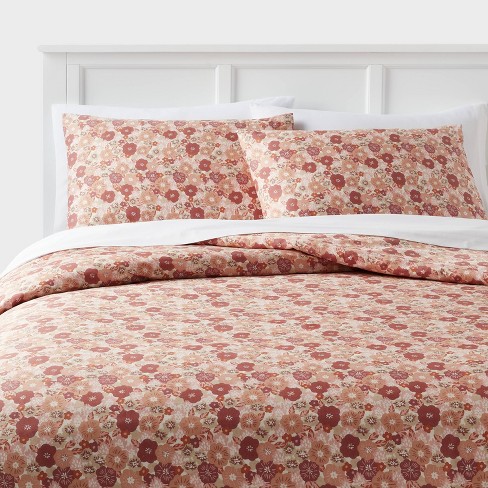 King Cotton Blend Sateen Duvet Cover And Sham Set Copper/light Pink ...