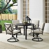 5pc Kaplan Outdoor Steel Round Dining Set with Swivel Chairs Oatmeal/Bronze - Crosley - 2 of 4