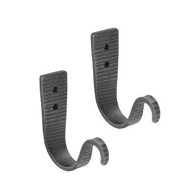 2pk 4.5" Hammered Strap Wall S-Curled Hooks Black - ACHLA Designs