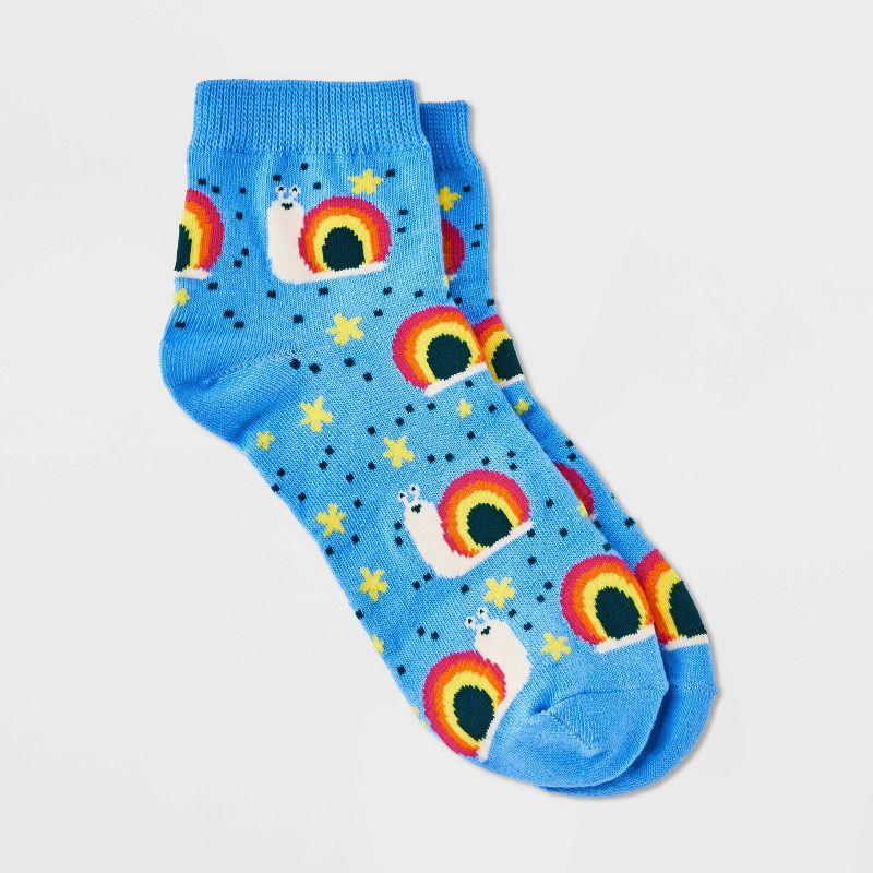 Women&#39;s Rainbow Snails Ankle Socks - Xhilaration&#8482; Blue 4-10, 1 of 4