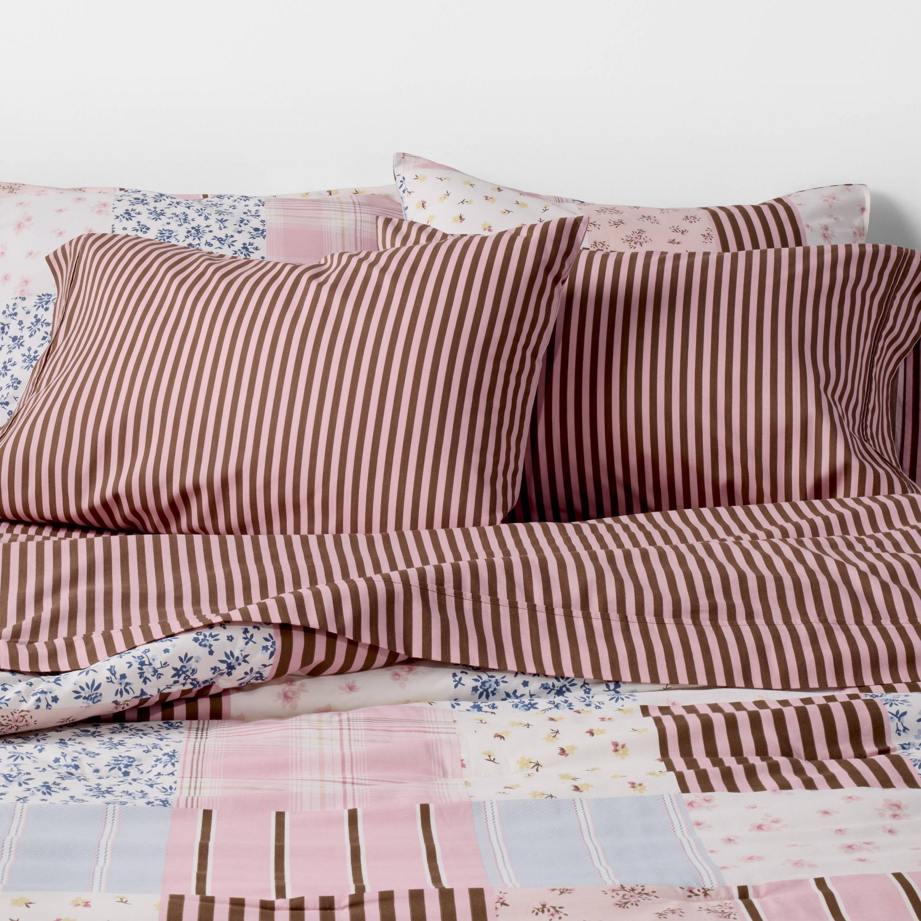 Queen Percale Stripe Sheet Set Pink/Brown - The Hollister Collection at Target