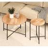 NicBex Natural 2-Piece Round Coffee Table & End Table Set,Distressed Wood Design & Black Metal Legs,Center Table for Living Room - 2 of 4
