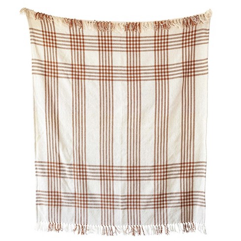 Plaid Outdoor Picnic Blanket Rust Polyester by Foreside Home Garden