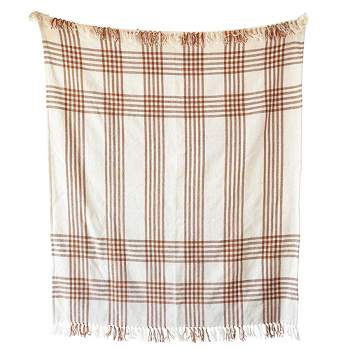 Plaid Outdoor Picnic Blanket Rust Polyester by Foreside Home & Garden