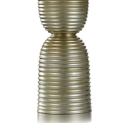 Imperial Silver Ribbed Hour Glass Table Lamp with Linen Shade