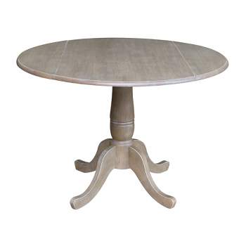 Nathaniel Round Dual Drop Leaf Pedestal Table Gray Taupe - International Concepts
