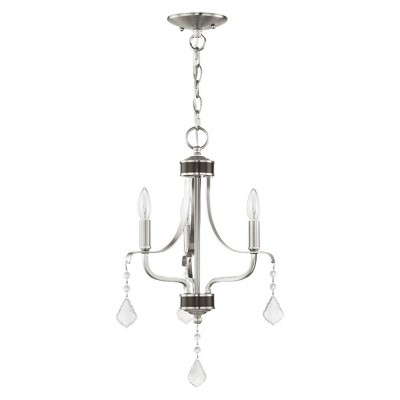 Brushed Nickel Mini Chandelier with Crystal Accents