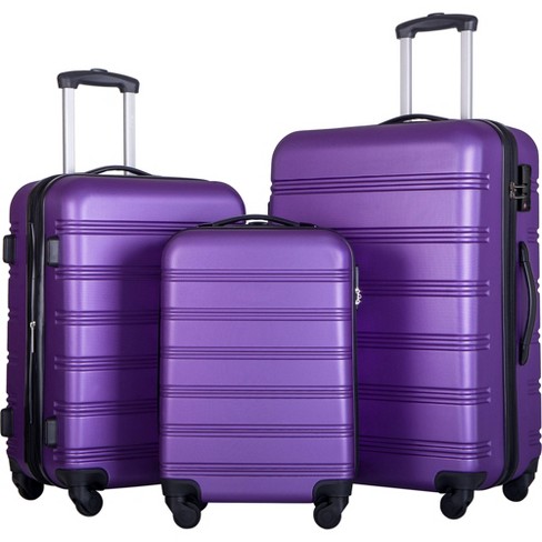 3 PCS Luggage Set Hardside Spinner Suitcase with TSA Lock 20 24 28 Purple ModernLuxe