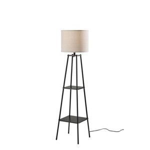 Adrian Shelf Floor Lamp Black - Adesso: Contemporary Design, ETL Listed, Metal Body with Linen Shade - 1 of 4