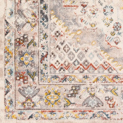 Elegant Gray Kashan 7'10" x 10'3" Synthetic Rectangular Rug