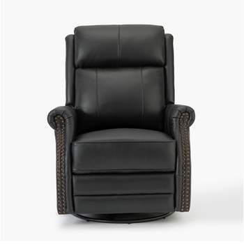 Irene 30.5" Wide Genuine Leather Manual Recliner with Rolled Arms | ARTFUL LIVING DESIGN