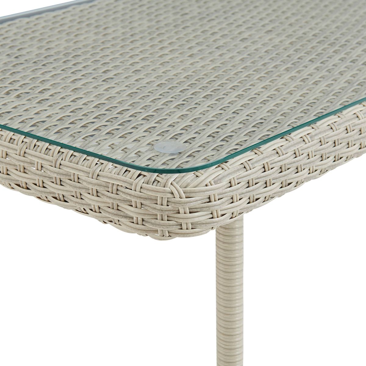 All-Weather Wicker Windham Outdoor Coffee Table with Glass Top Gray - Alaterre Furniture - thumbnail 5