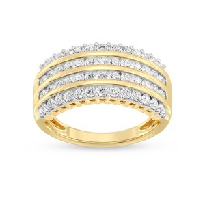 GILDED 1 Carat Total Weight Lab Grown Diamond Statement Ring Band in 14KT Gold Plated or 925 Sterling Silver, Size 7 - 1 of 4