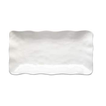 tagltd Formoso White Stoneware Deep Rectangular Dinnerware Serving Tray Platter Dishwasher Safe, 15.0L x 8.0W x 2.25H