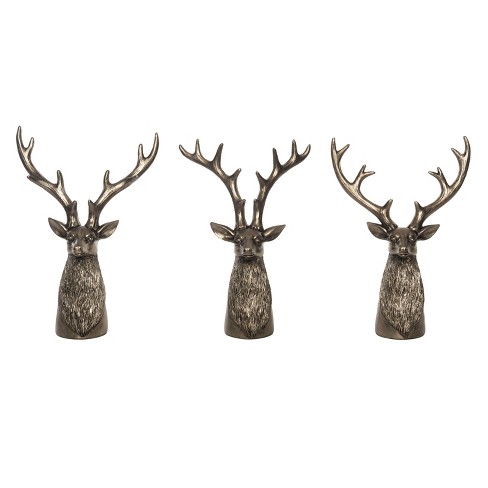 Transpac Resin Reindeer Bust Set of 3 Christmas Home Decorations - image 1 of 1