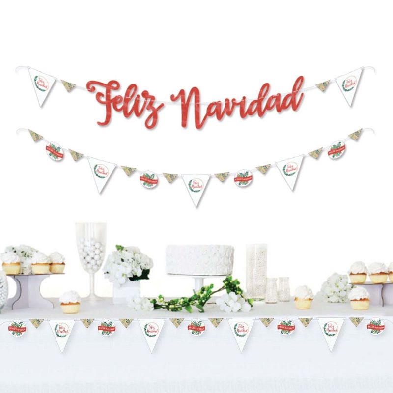 Big Dot of Happiness Feliz Navidad - Holiday and Christmas Party Letter Banner Decoration - 36 Banner Cutouts and Feliz Navidad Banner Letters, 2 of 7