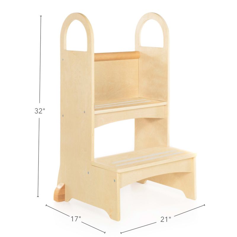 Guidecraft Kids' High-Rise Step-Up: Children's Wooden Kitchen Helper, Kitchen Safety Toddler Tower and Learning Stool with Handles, 5 of 6