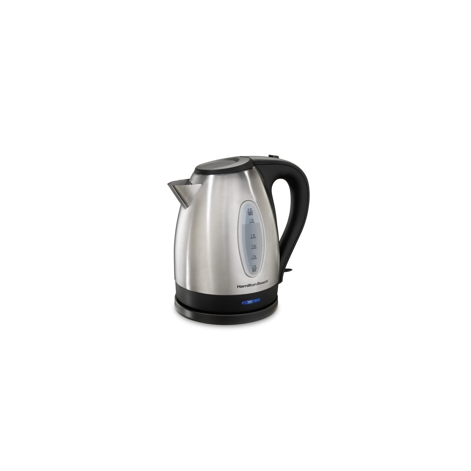 Hamilton Beach 1.7L StainSteel Kettle 40880: 1500W Electric Tea Kettle, Silver, Plastic Handle & Lid, 1 Year Warranty
