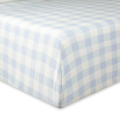 Image of Honest Baby Organic Cotton Fitted Crib Sheet - Blue Painted Buffalo Check