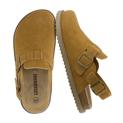 CUSHIONAIRE Brooklyn Women's Suede Clogs - Adjustable Slingback Clog Sandal with Buckle, Memory Foam, Wide Widths