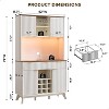 SinCiDo Modern 72" Tall Storage Hutch Wine Bar Cabinet, Fluted Coffee Bar w/LED Lights, 10 Tier Storage Shelf & 9 Grid Wine Glass Rack - 2 of 4