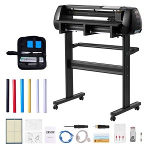 VEVOR Vinyl Cutter Machine, 28" Max Feed Width, Dual Blades,Force and Speed,LED Display, with Sticker Sheets, Transfer Film,Signmaster Software,Black - 1 of 4