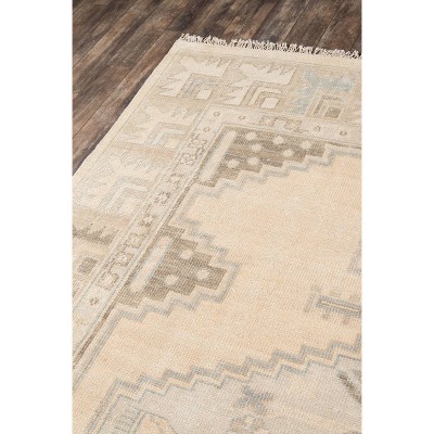 Beige Hand-Knotted Wool Medallion Area Rug 7'9" x 9'9"