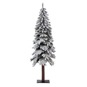 Haute Décor Pre-lit Lightly Flocked Alpine Artificial Christmas Tree with White LED Lights - 1 of 4