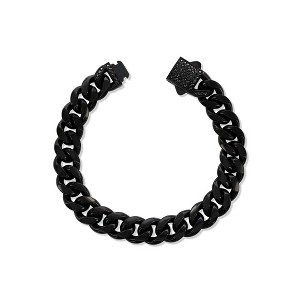Metallo Stainless Steel, 12mm Miami Cuban, CZ Lock Bracelet - Black Plated - Black - 8.5 Inch - 1 of 3