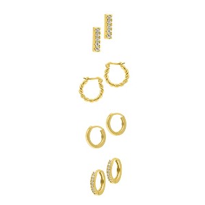 Adornia 14k Gold Plated Set of 4 Earrings - 1 of 4