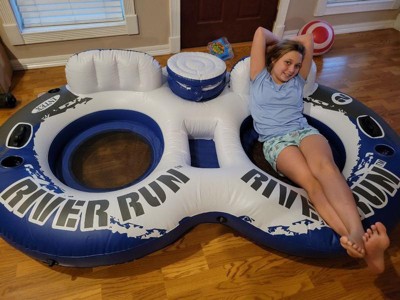 Intex River Run II Inflatable 2-Person Black Plastic Round Pool Tube Float  with Cooler and Repair Kit 58837EP - The Home Depot