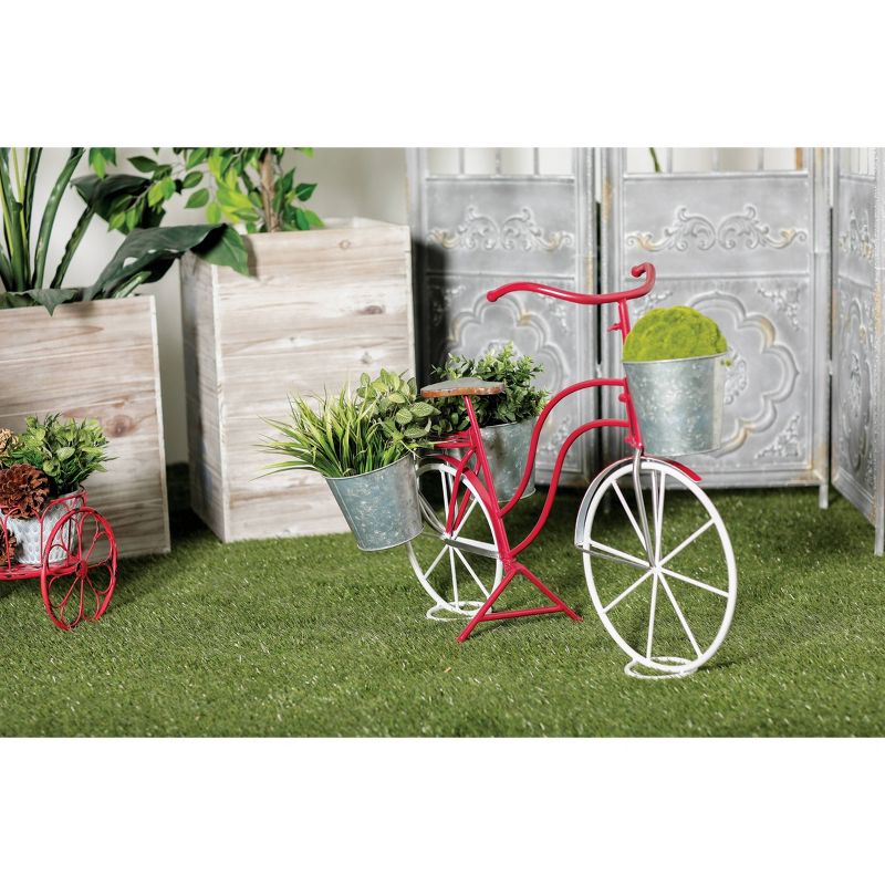 23&#34; Eclectic Tin Novelty Bicycle Plant Stand Red/Gray - Olivia &#38; May, 3 of 7