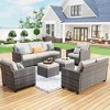 Furniture Set, Weather Resistant Rattan Outside Couch with Thickened Cushions, Outdoor Storage and Coffee Table for Balcony, Porch, Backyard, Garden - 2 of 4