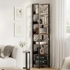 Jojoka Narrow Bookshelf 6 Tier Tall Bookcase Skinny Storage Rack Rustic Shelf Metal Frame Small Freestanding Bookshelves - 3 of 4