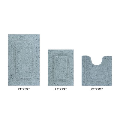 Lux Premium 100% Cotton  Ultra-Soft Tufted Solid Reversible 3 Piece Bath Rug Set, Water-Absorbent, Durable, Machine Washable Bathroom Rug