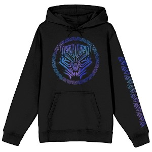 Marvel's Avengers Classic Black Panther Dyed Tribal Logo Long Sleeve Black Adult Hooded Sweatshirt-6XL - 1 of 4