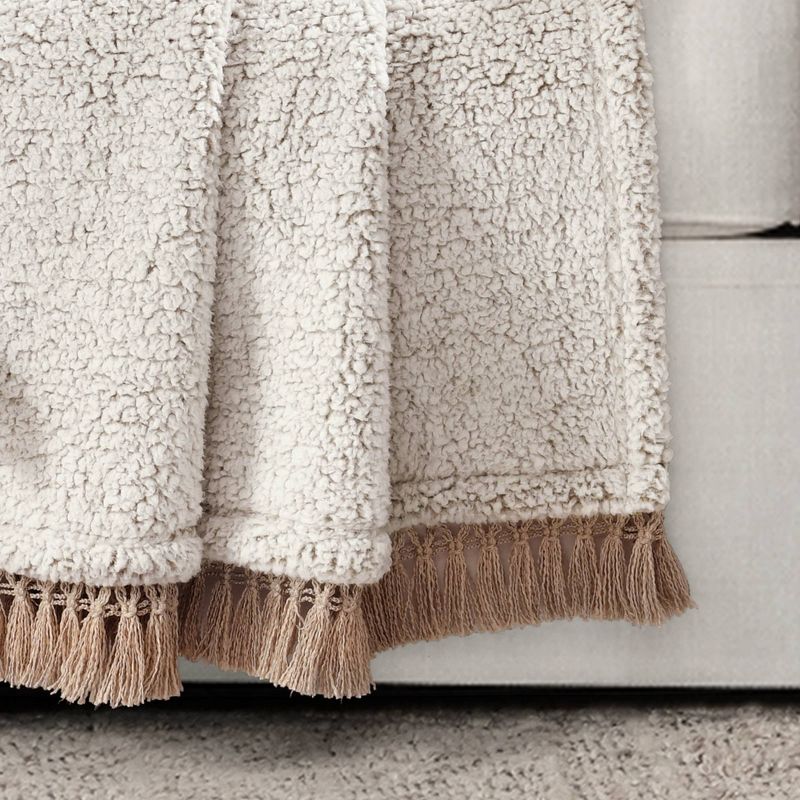 50"x60" Faux Shearling with Tassel and Fringe Throw Blanket - Lush Décor, 4 of 15