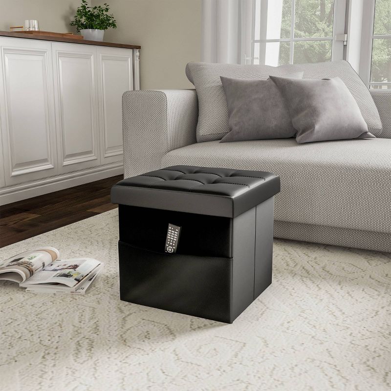 Foldable Storage Cube Ottoman with Pockets - Lavish Home, 5 of 7