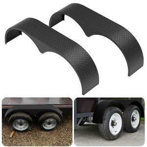 2 PCS Tandem Trailer Fenders Double Axle Fit for 13-15 Inch Wheels, 66" x 9.1" x 20" Teardrop Enclosed Trailer Fenders for Car Hauler Trailer - 1 of 4