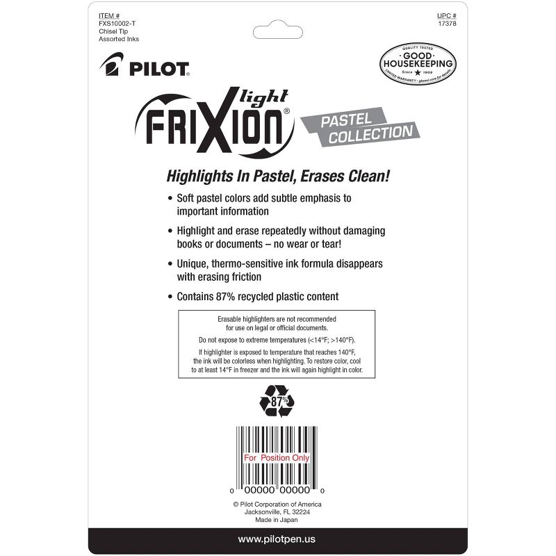 Pilot 10pk FriXion Light Pastel Erasable Highlighters Chisel Tip Assorted Inks, 2 of 11