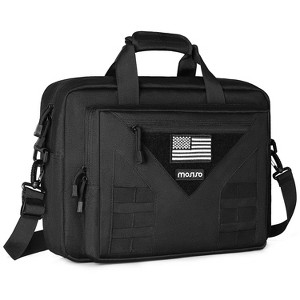 Tactical Laptop Messenger Shoulder Bag, 15-16 inch Multifunctional Adjustable Large Notebook Carrying Sleeve Case Pockets, Black - 1 of 4