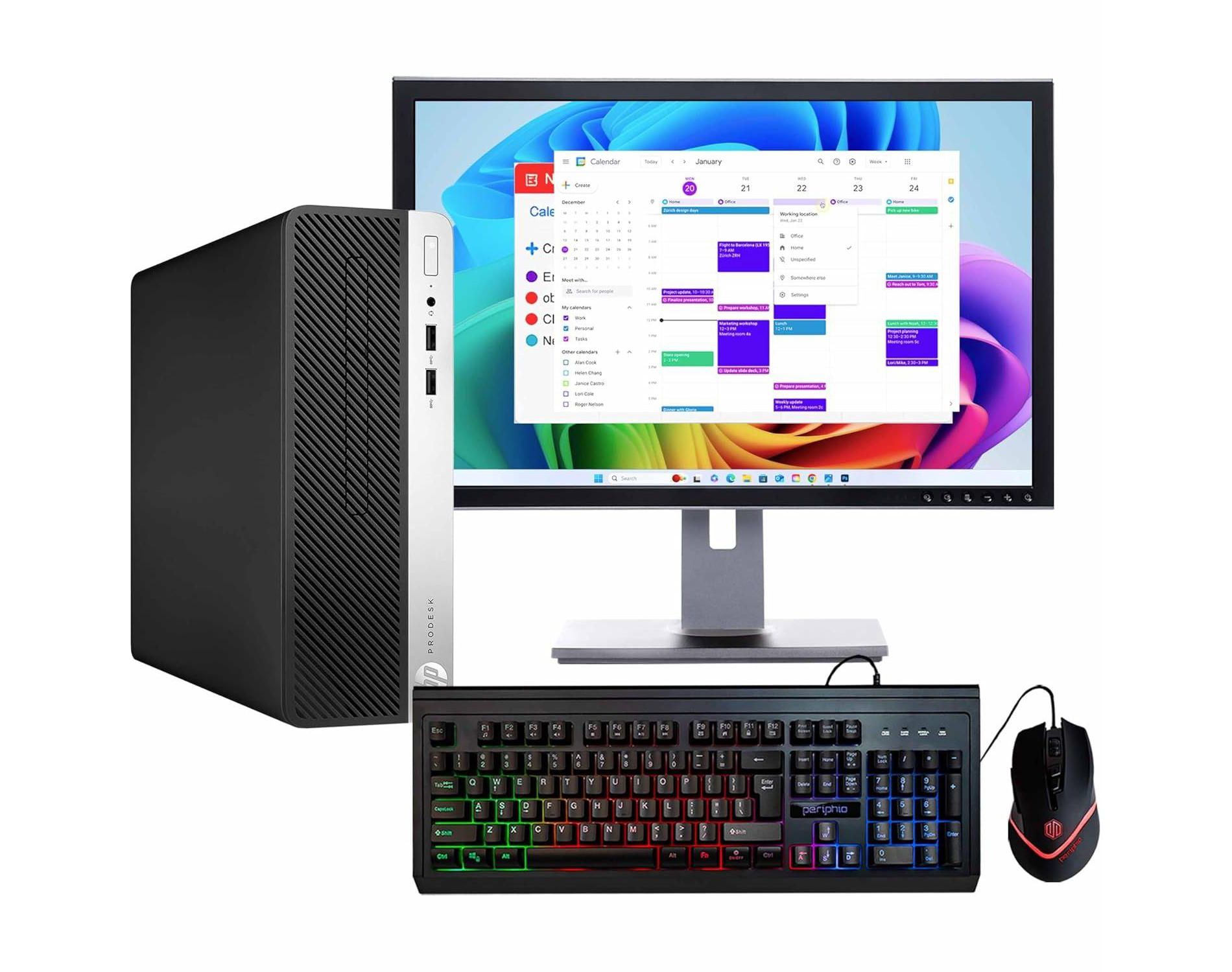 HP ProDesk 600G4 Desktop Computer | Hexa Core Intel i5 | 16GB DDR4 RAM| 250GB NVMe + 500GB SSD|22"LCD|Keyboard & Mouse | Windows 11 Pro | Refurbished