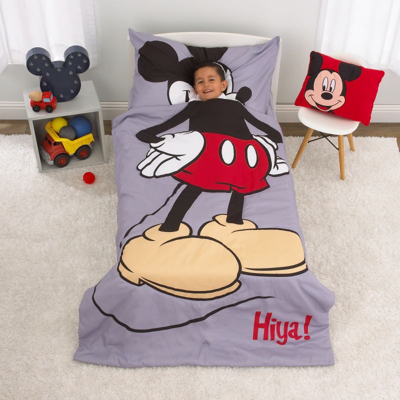Disney Mickey Mouse - Grey, Red, Yellow and Black 4 Piece Toddler Bed Set, 1 of 9