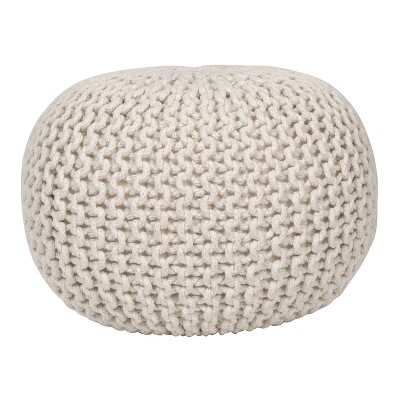 Lola Round Lurex Pouf White - Décor Therapy