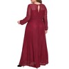 Women's Plus Size Sparkly Mesh Crew Neck Lantern Sleeve Wedding Evening Gown Formal Maxi Dress with Belt - Agnes Orinda - 4 of 4