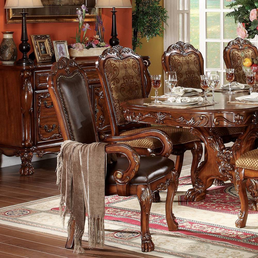 Photos - Dining Table Acme Furniture Dresden Dining Chairs Brown Synthetic Leather/Cherry Oak Fi