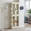 ChicFurnit Decorative Storage Cabinet Elegant Glass Display Cabinet with Wood Frame for Wine and Toy Storage, Off-White, 37"*15.35"*14.96" - 2 of 4