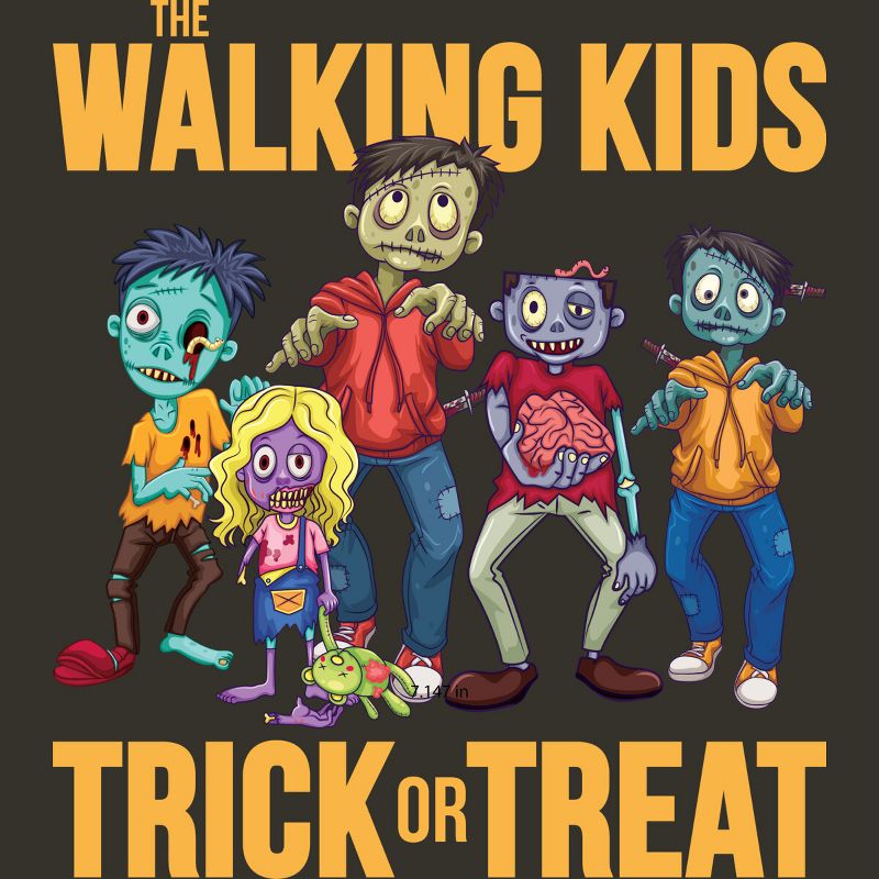 Junior's Design By Humans The Walking Kids Trick Or Treat Halloween Gift By MONSTERVILLE T-Shirt, 2 of 4