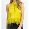 Women's NIGHT MOVES CHARTREUSE FEATHER TOP - Strut & Bolt - 4 of 4
